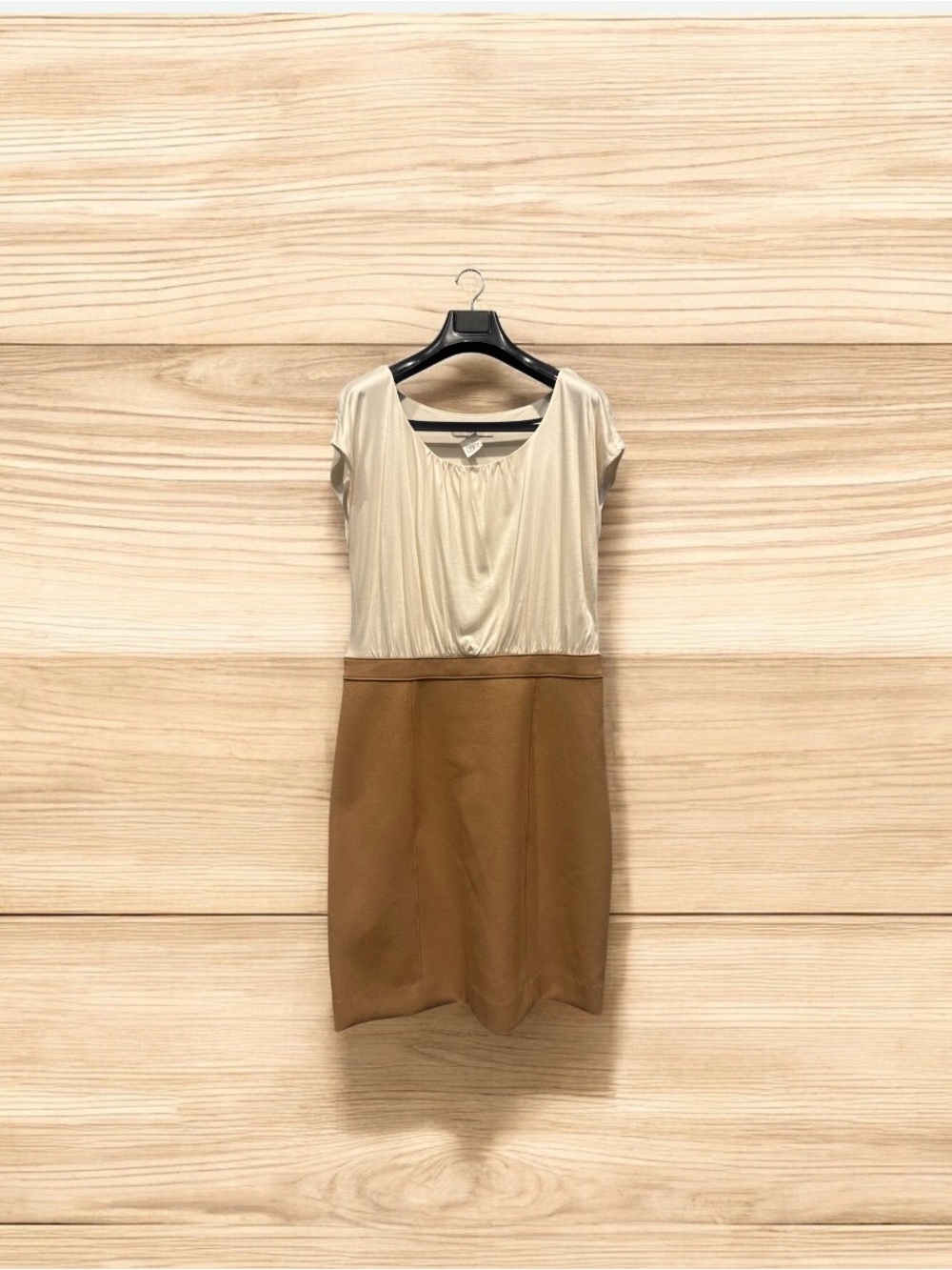 LOFT Cream and Brown Two-Tone Mini Dress